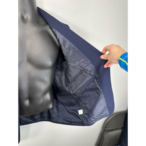 Pendleton Womens Virgin Wool Navy Blazer Size 14 Lined One Button Classic - Picture 9 of 13